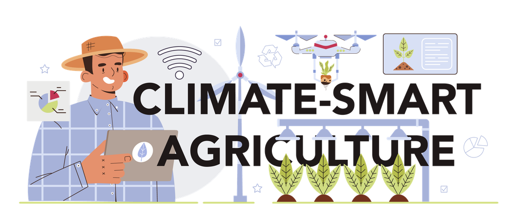 Farmer working on Climate-smart agriculture  Illustration