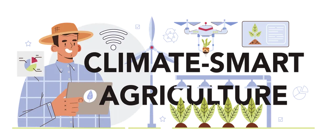 Farmer working on Climate-smart agriculture  Illustration