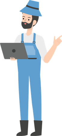 Farmer working on laptop  Illustration