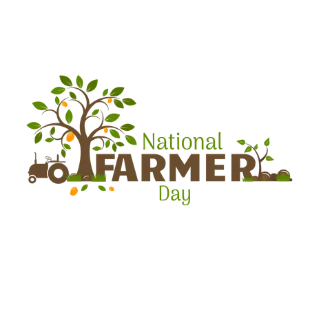 Farmer's day with tree or tractor & gress  Illustration