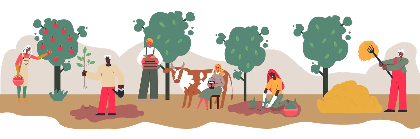 Farming activities Illustration