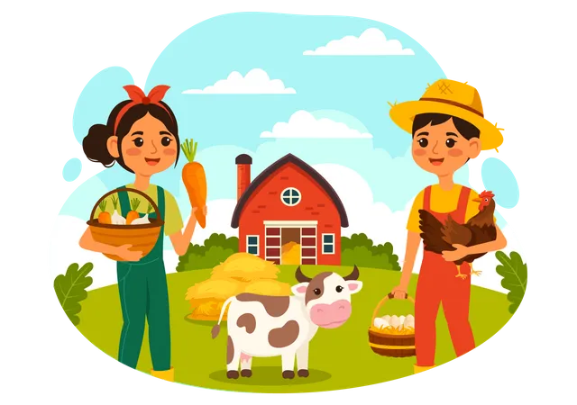 Farming Community  Illustration