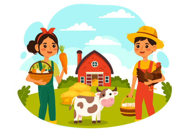 Farming Community  Illustration