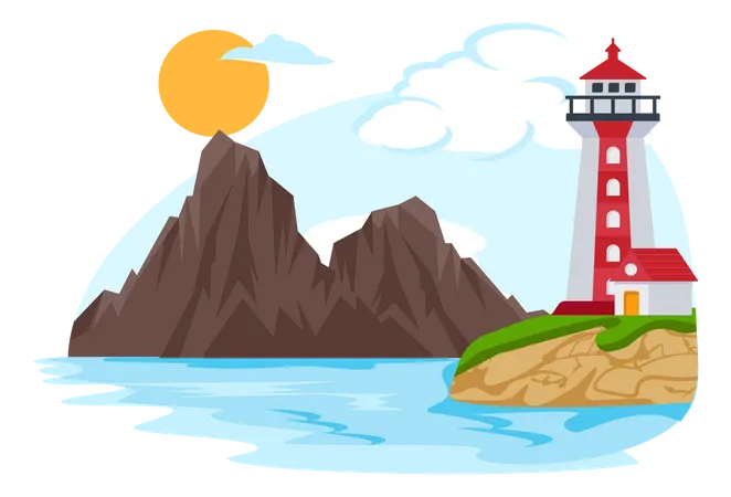 Paisaje del faro  Ilustración