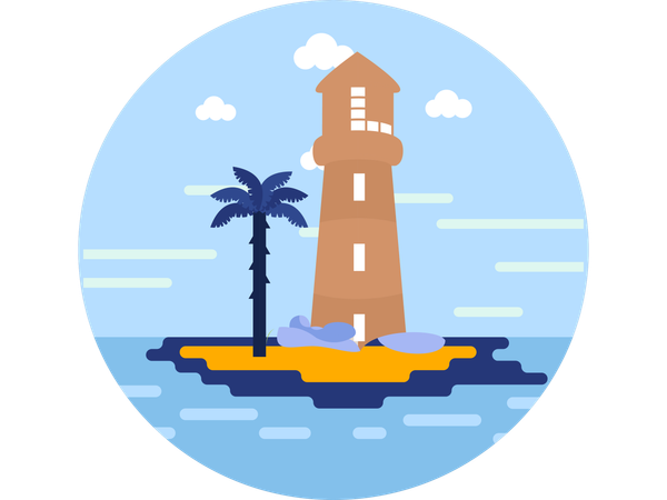 Farol na praia  Ilustração