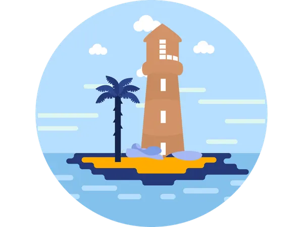 Farol na praia  Ilustração