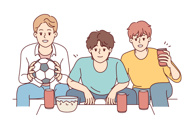 Fãs de futebol assistindo jogo de futebol  Ilustração