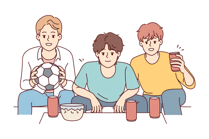 Fãs de futebol assistindo jogo de futebol  Ilustração