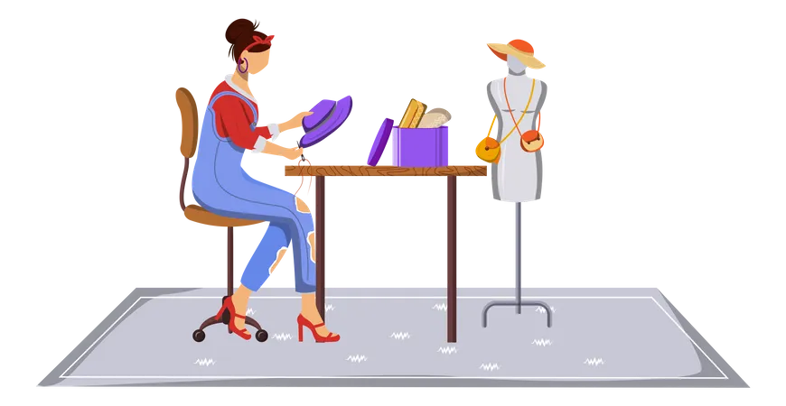 Fashion designer crafting fashion accessories  Illustration