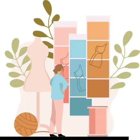 Fashion designer in studio  Illustration