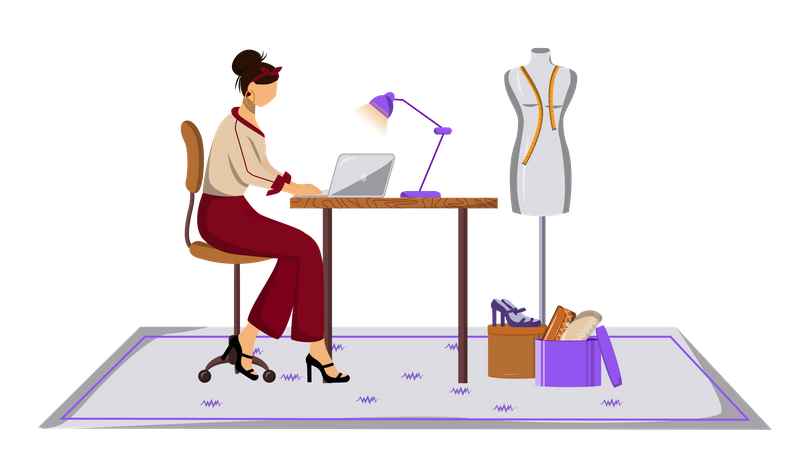 Fashion designer making design of clothes  Illustration