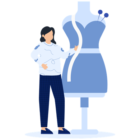 Fashion Designer making dress  Illustration