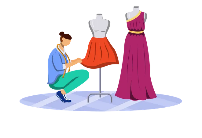 Fashion designer measuring clothes Illustration