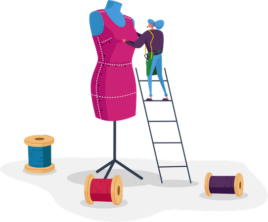 Fashion designer preparing dress  Illustration