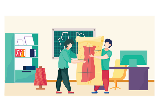 Fashion designer team working together  Illustration