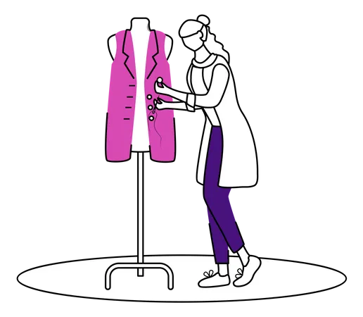 Fashion designer tucking buttons Illustration