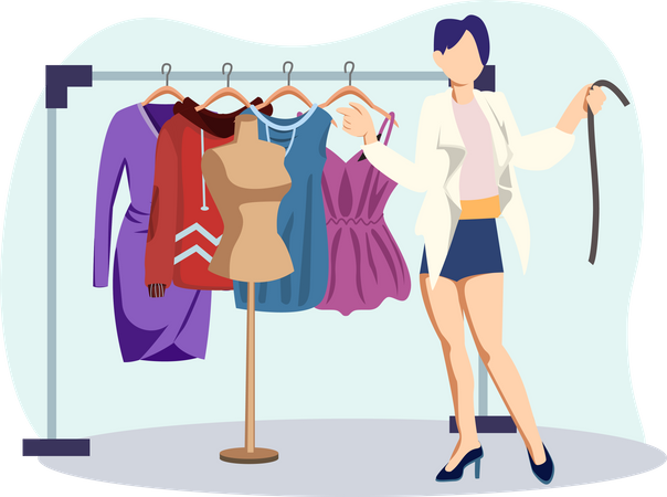 Fashion Designer with designing cloth  Illustration