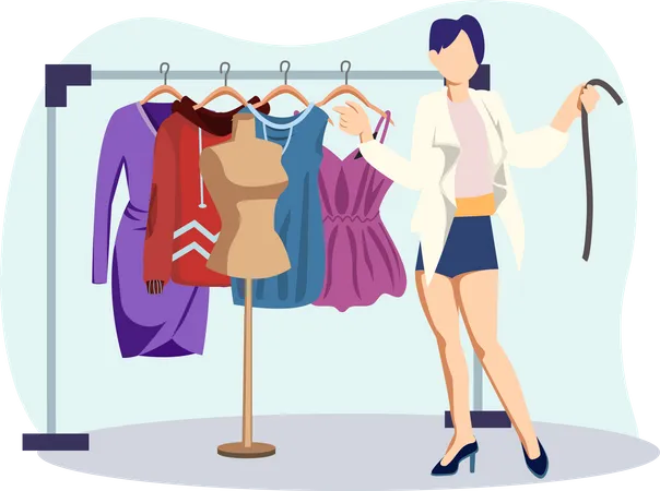 Fashion Designer with designing cloth  Illustration