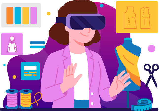 Fashion designers assisted by VR technology  Illustration