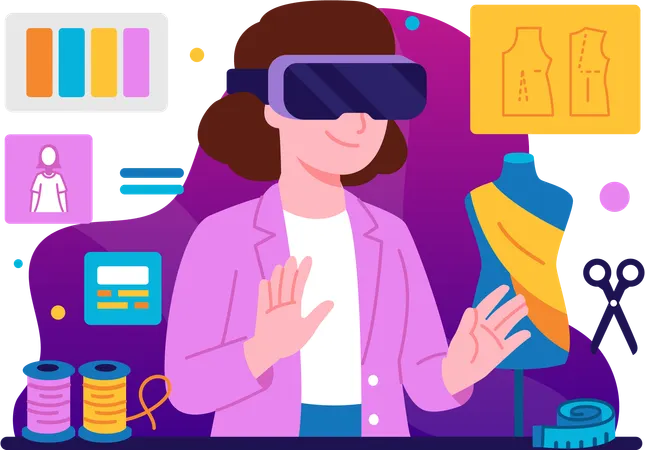 Fashion designers assisted by VR technology  Illustration