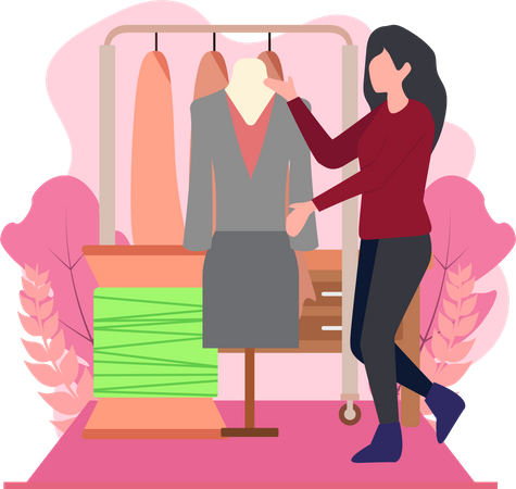 Fashion Dressmaker showing cloth Illustration