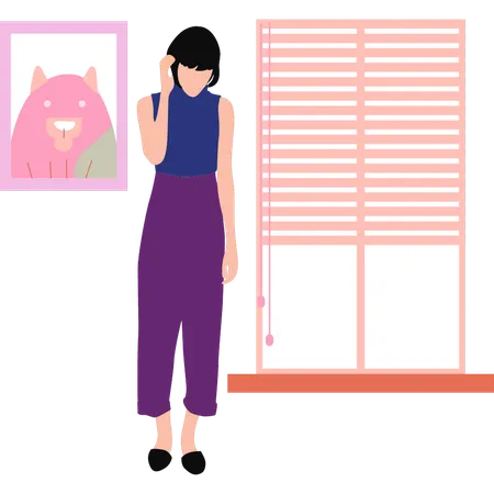 Fashion girl is posing shy  Illustration
