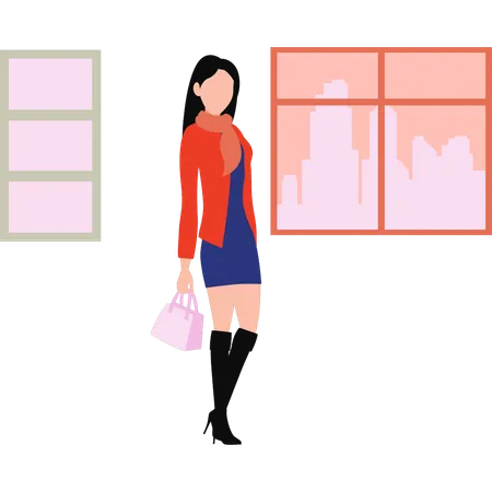 The Fashion Girl Is Standing Illustration