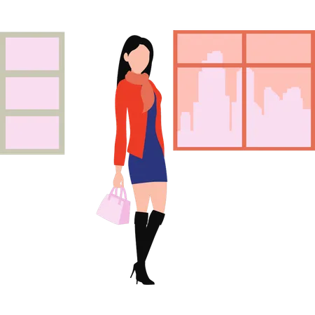 Fashion girl is standing  Illustration