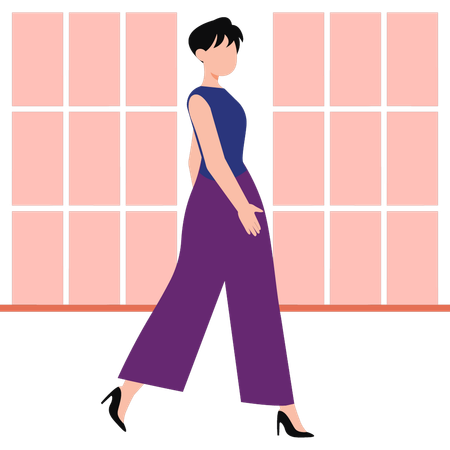 Fashion girl is walking  Illustration