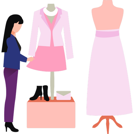 Fashion lady is checking the clothes  Illustration