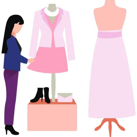 Fashion lady is checking the clothes  Illustration