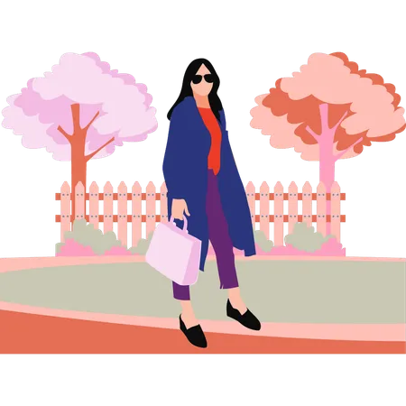 The Girl Is Wearing A Beautiful Coat Illustration