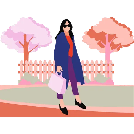 Fashion lady is wearing a beautiful coat  Illustration