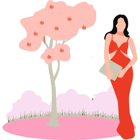 The Girl Is Wearing A Beautiful Dress Illustration