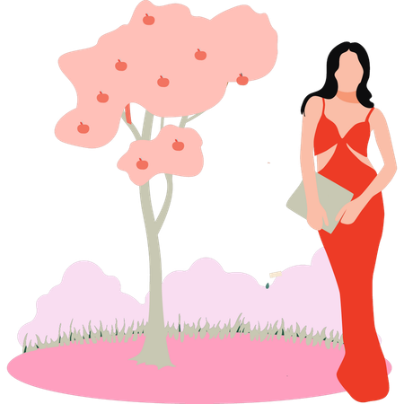 Fashion lady is wearing a beautiful dress  Illustration