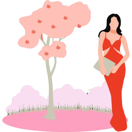 Fashion lady is wearing a beautiful dress  Illustration