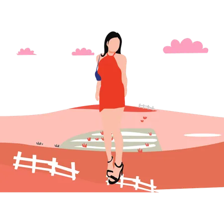 The Girl Is Wearing High Heels Illustration