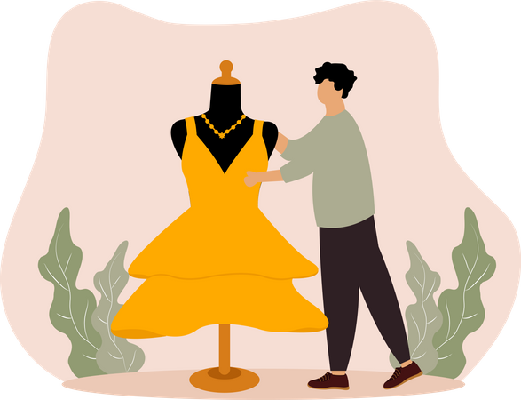 Fashion maker making dress Illustration