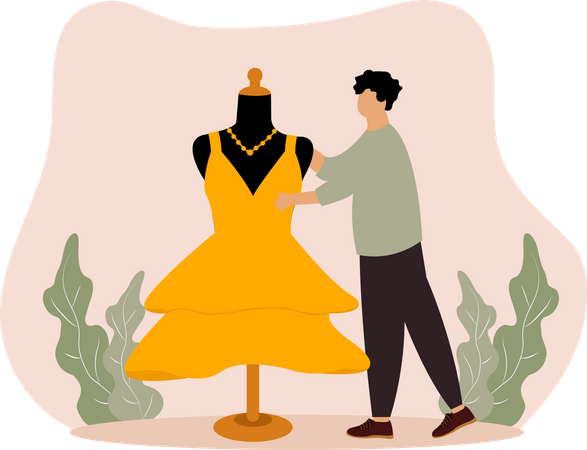 Fashion maker making dress  Illustration