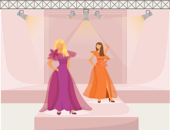 Fashion runway girls Illustration