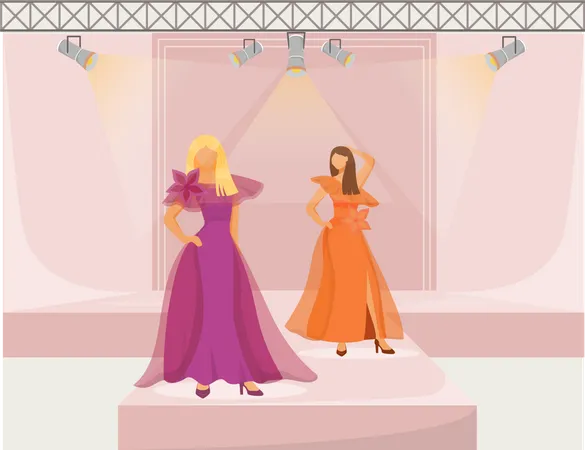 Fashion runway girls Illustration