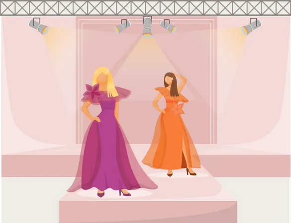 Fashion runway girls  Illustration