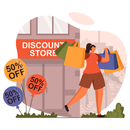 Fashion shopping from discount store Illustration