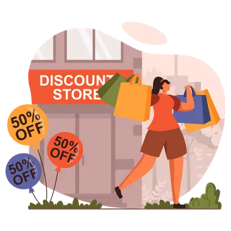 Fashion shopping from discount store  Illustration