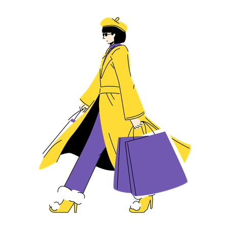 Fashion Shopping Stylish Youth Walking  Illustration