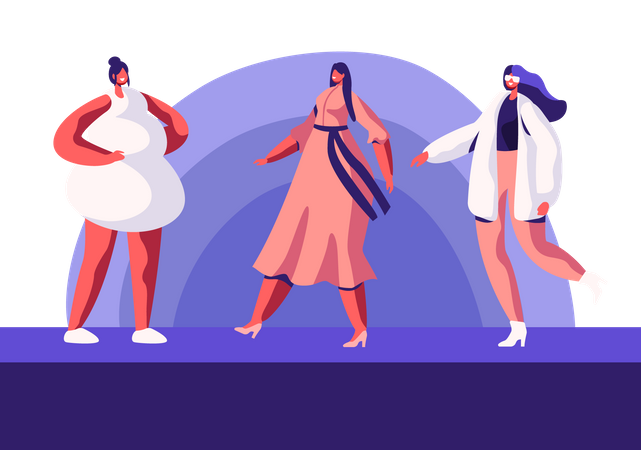 Fashion Show with Top Models on Catwalk Illustration
