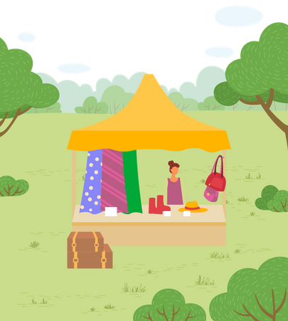 Fashion stall in park  Illustration