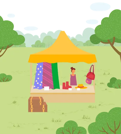 Fashion stall in park  Illustration