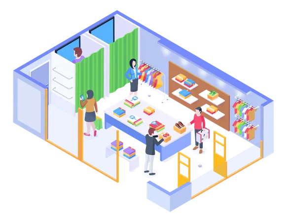 Download Modern Isometric Illustration Of A Fashion Store イラスト
