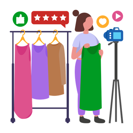 Fashion Vlogger giving clothes review  Illustration